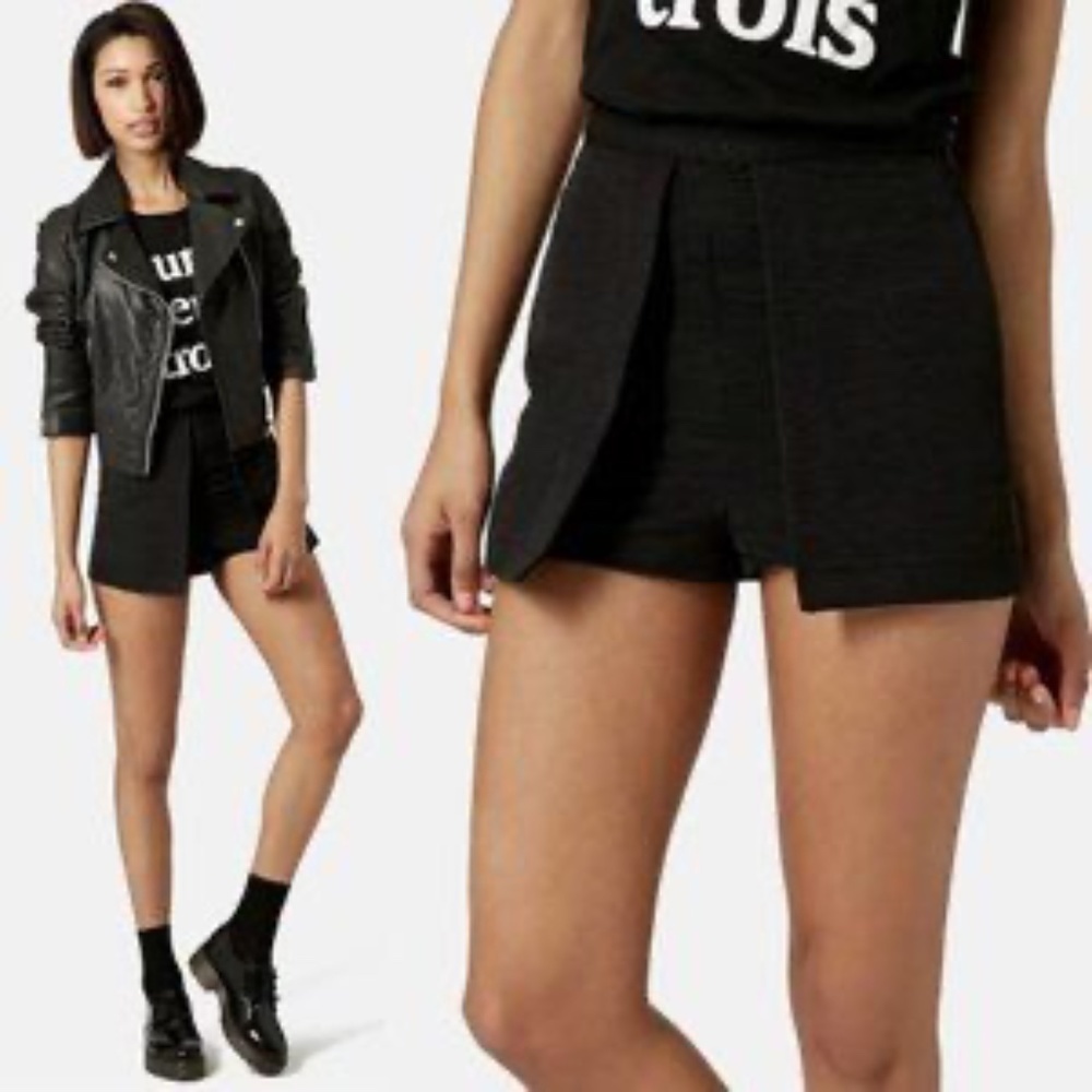 EUC Topshop Tilly Ribbed Structured Micro Skort Shorts Size 2
